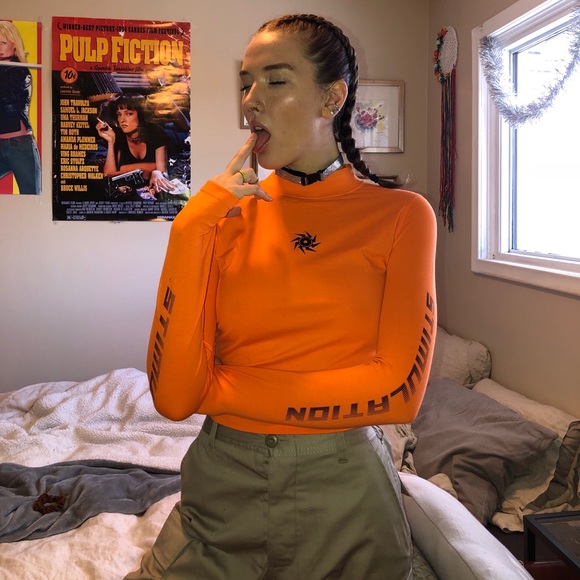 Orange long sleeve crop top - Picture 4 of 6